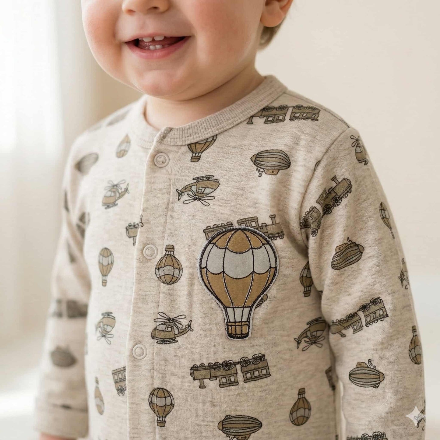 Hot Air Balloon Baby Boy Set - Beige