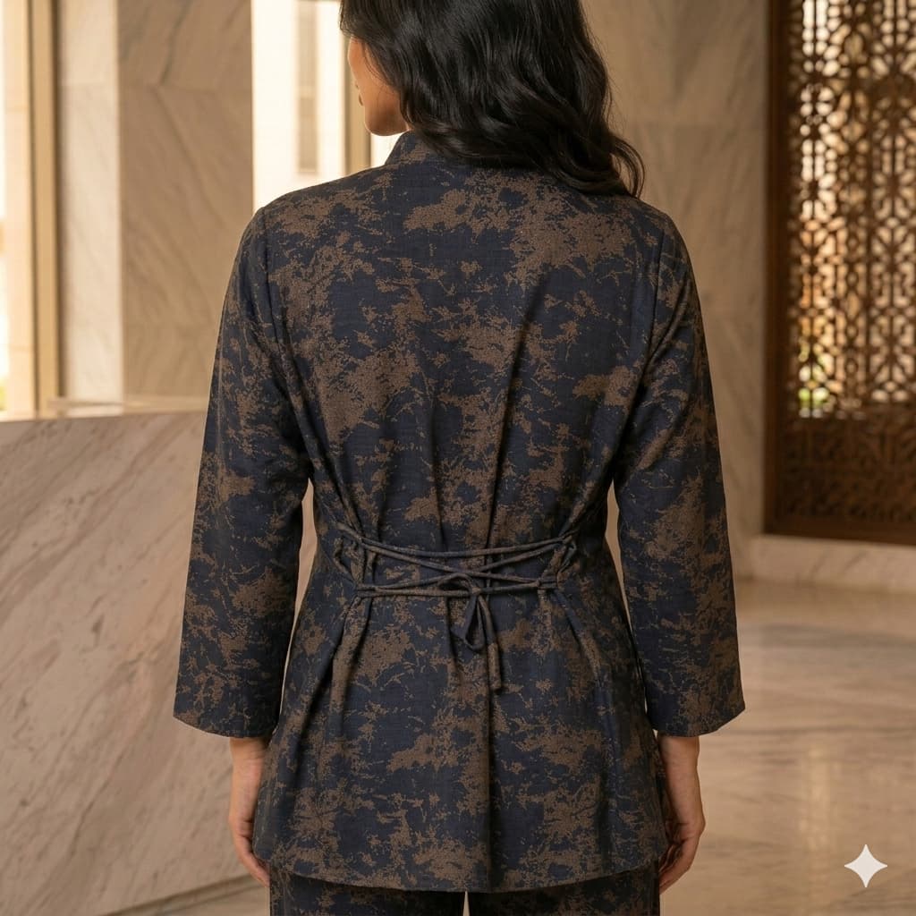 Navy Bronze Women Full Sleeves Co ord Set - Navy Blue
