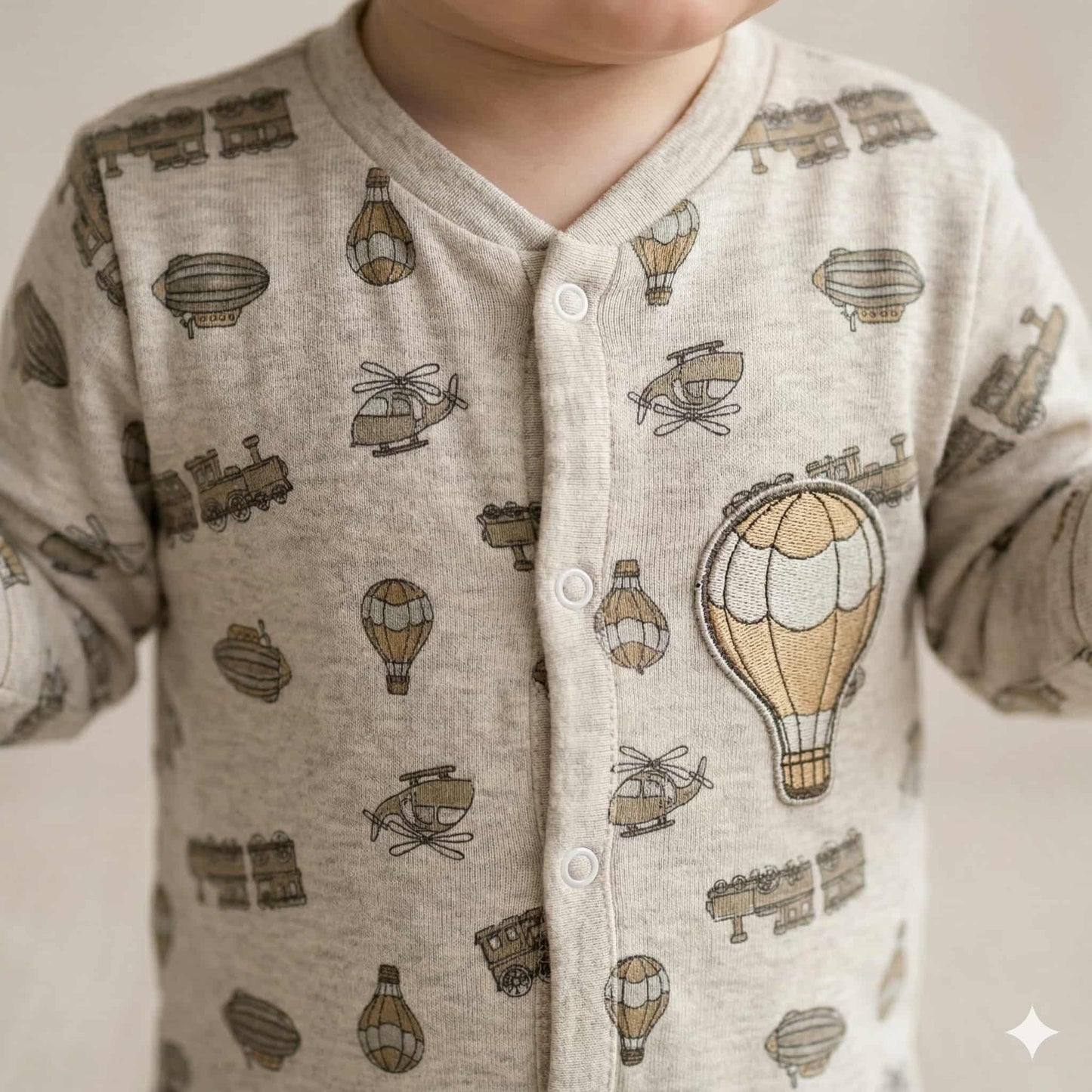 Hot Air Balloon Baby Boy Set - Beige