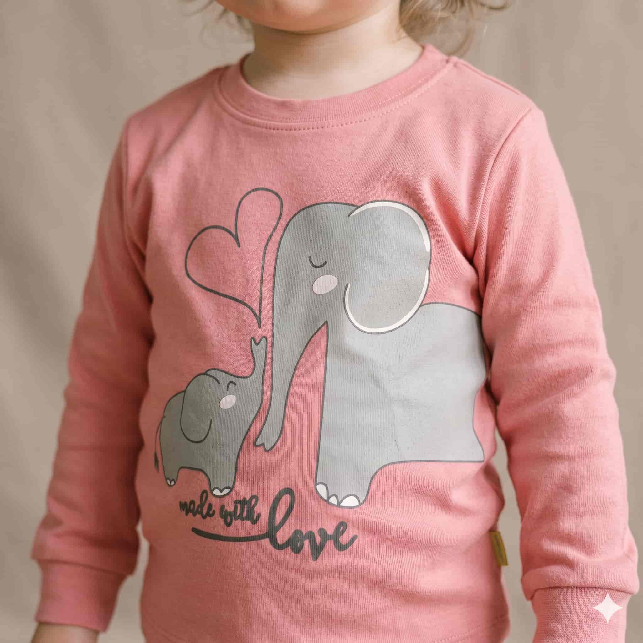 Elephant Snuggles Baby Girls Full Sleeves Set - Pink
