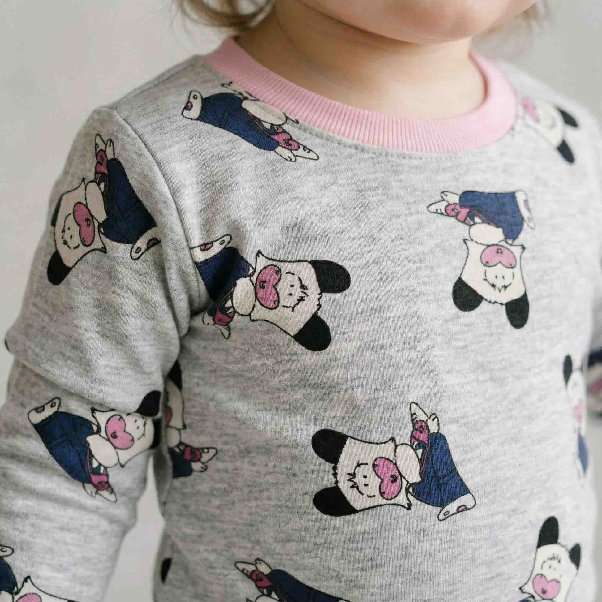 Milky the Cow Baby Girl Full Sleeves Pajama Set - Grey