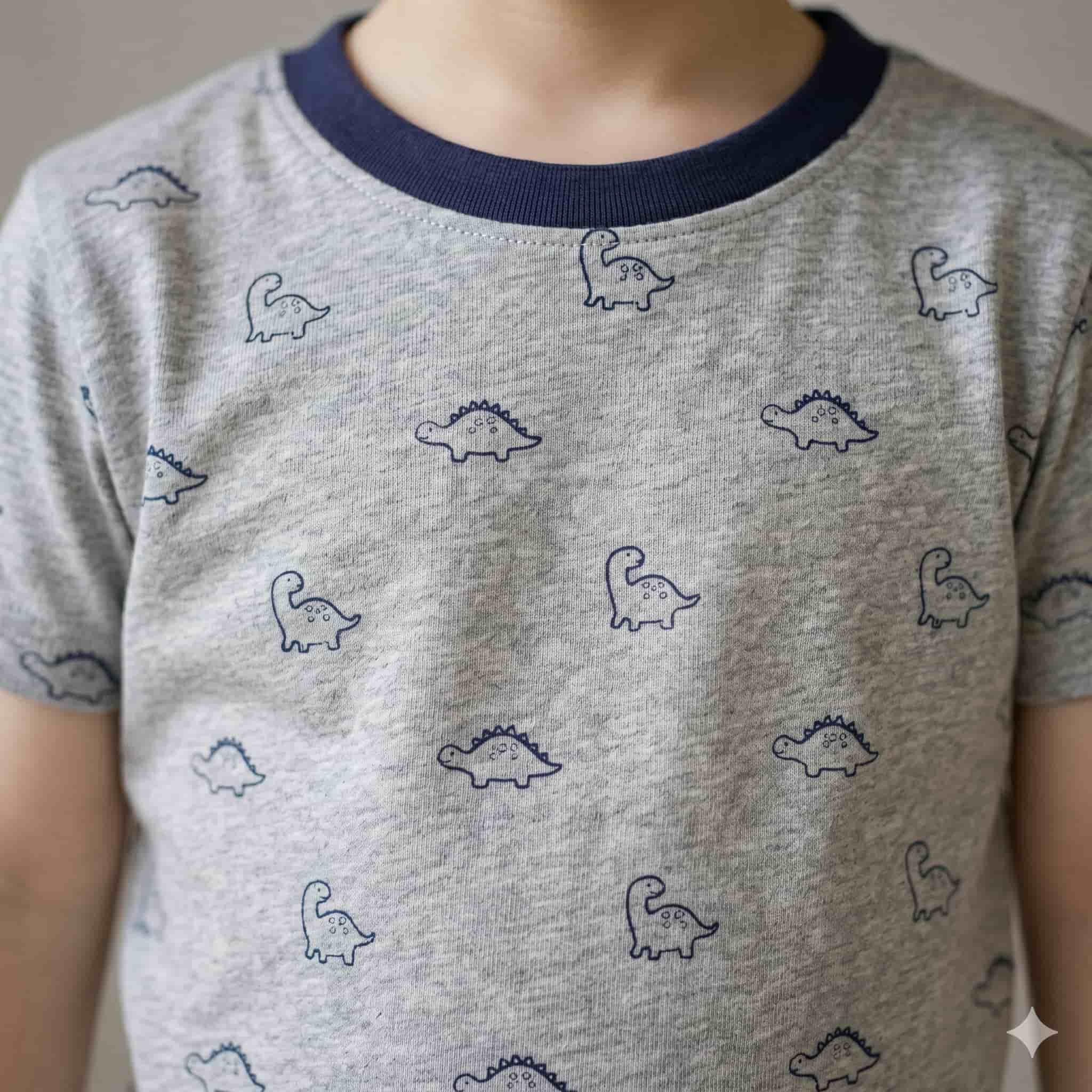 Dino Doodle Boys Half Sleeves Pajama Set - Grey