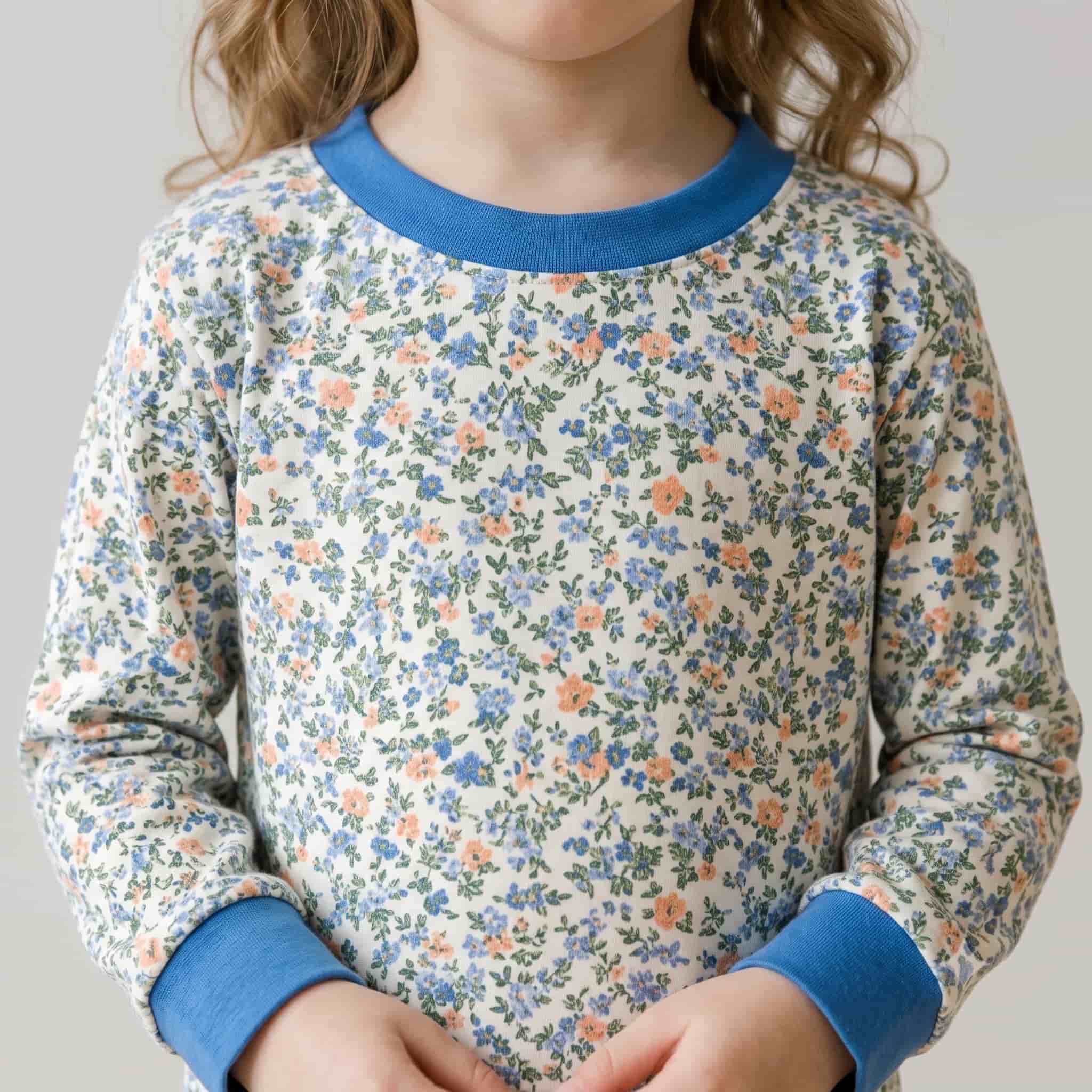 Bluebell Blossom Girls Full Sleeves Pajama Set - Blue