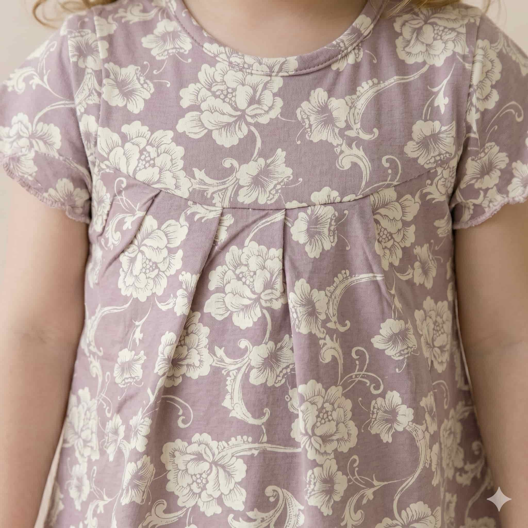 Floral Girls Half Sleeves Pajama Set – Purple