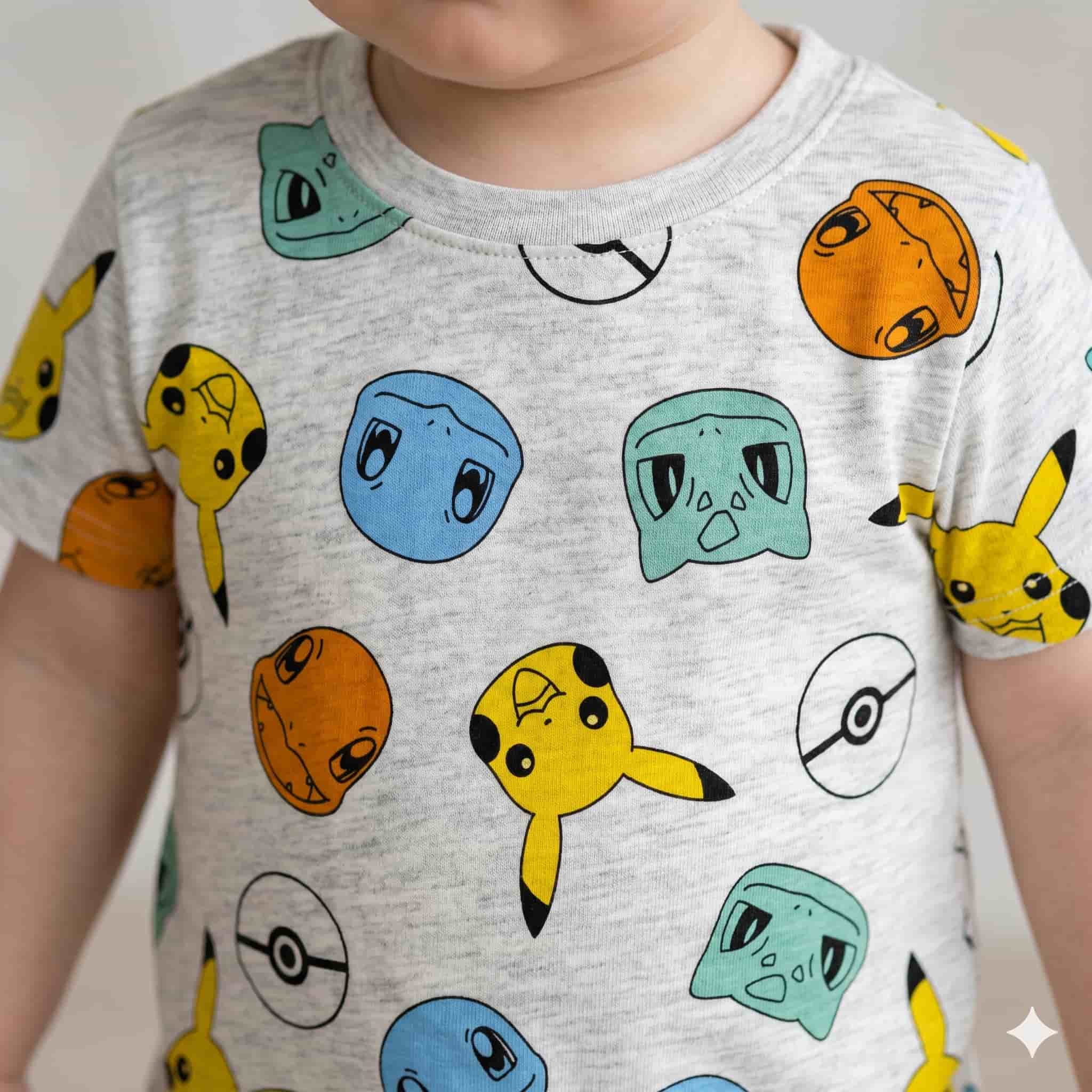 Pokemon Baby Boys Half Sleeves Set - Grey