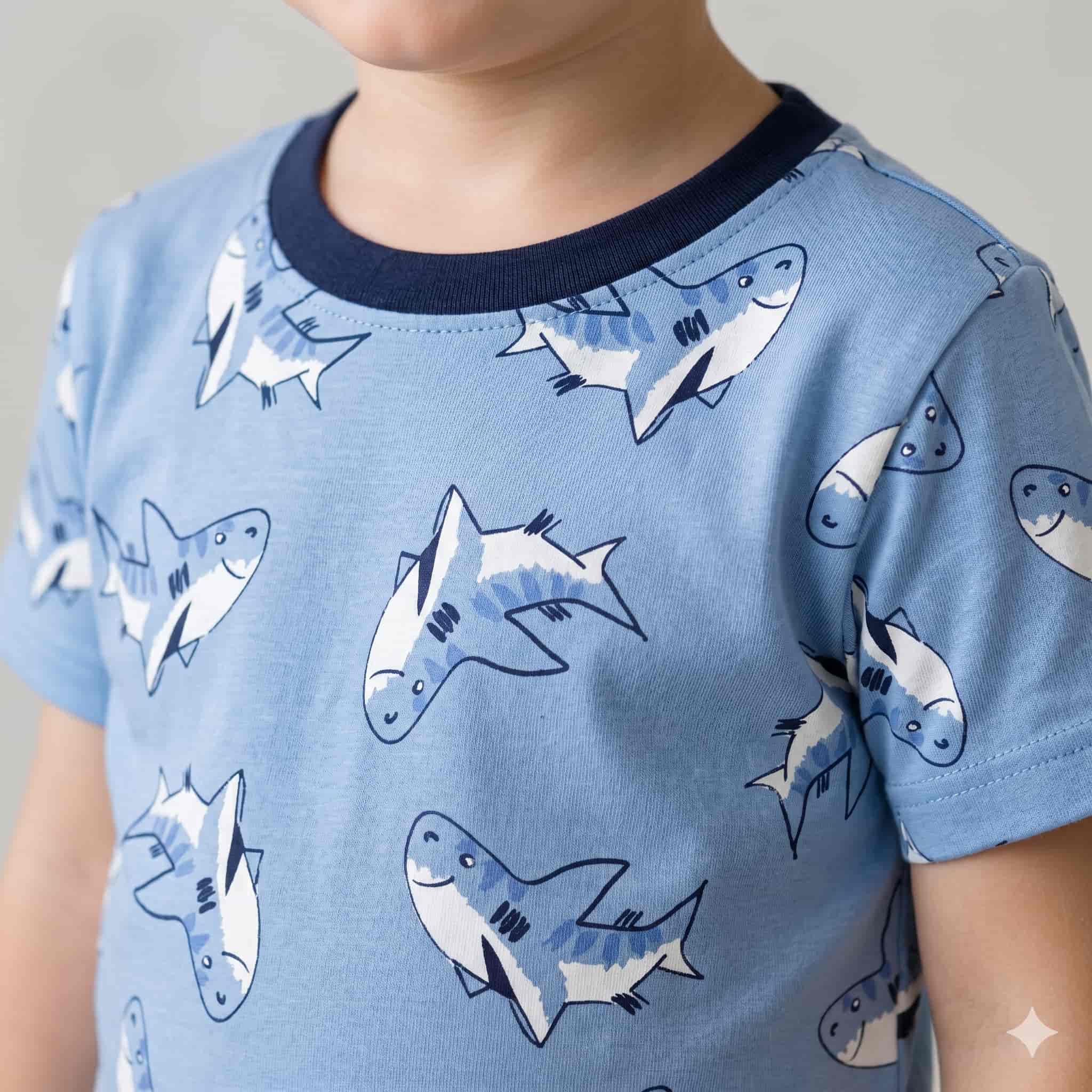 Shark Splash Boys Half Sleeves Short Set - Blue