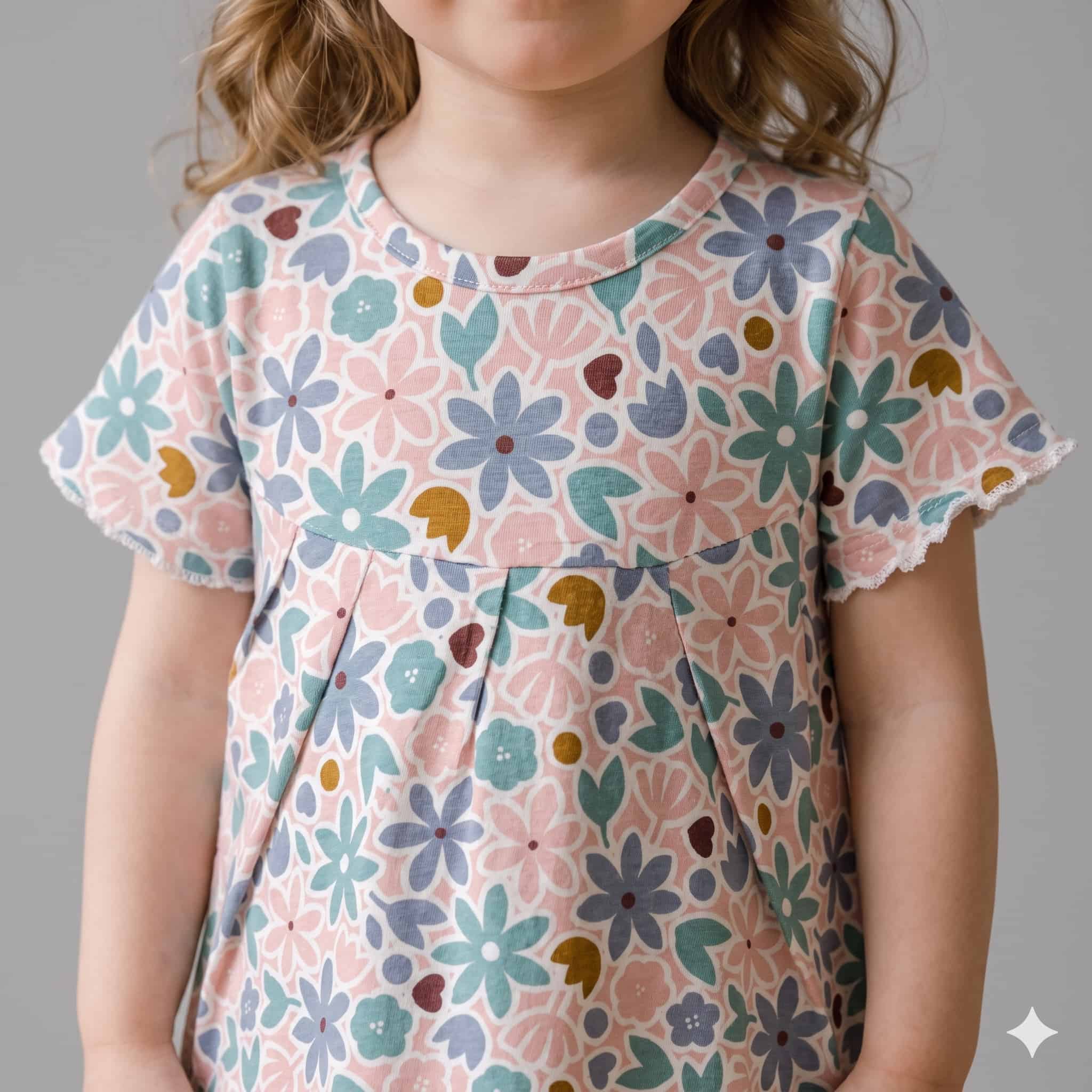 Pastel Garden Girls Half Sleeves Pajama Set - Pink