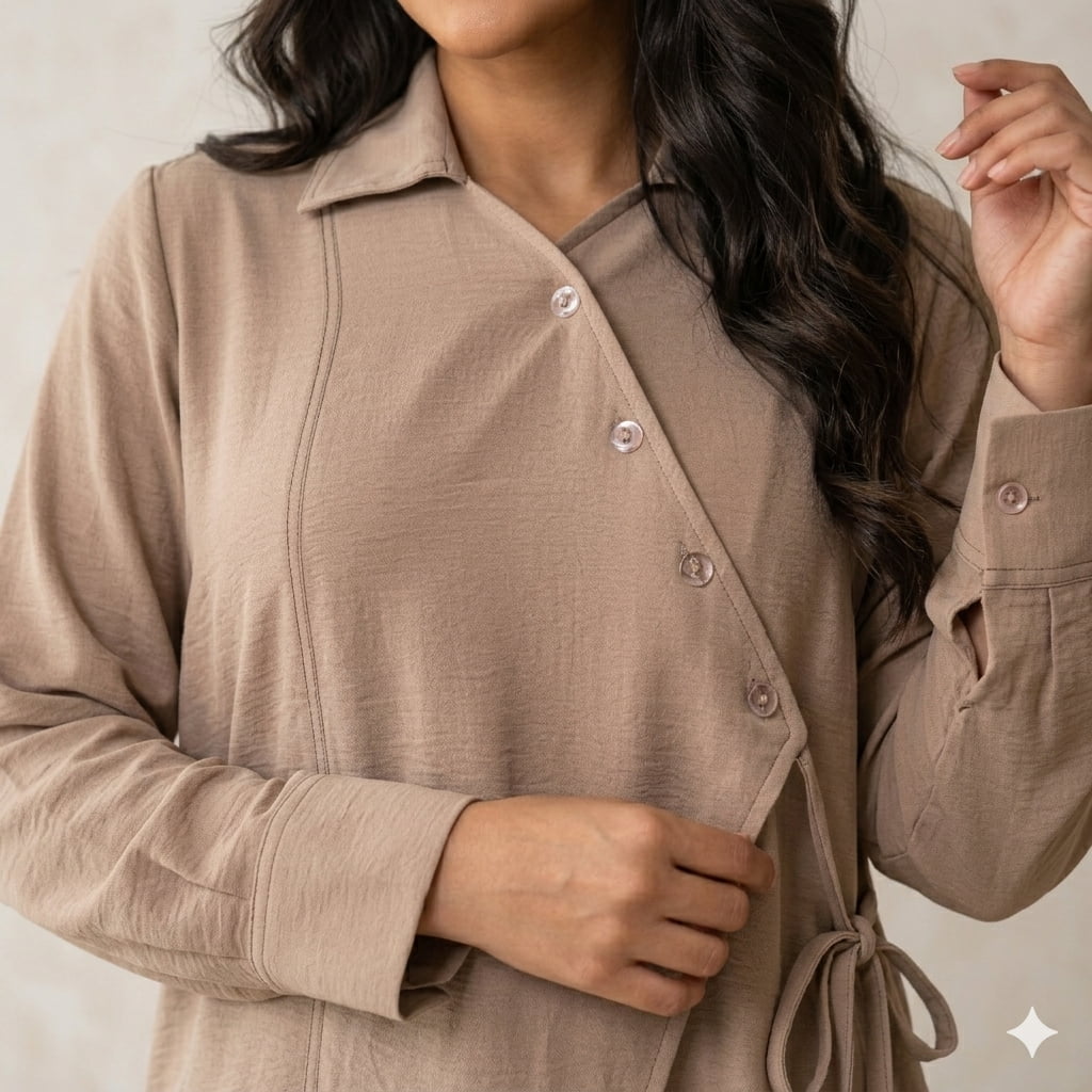 Beige Breeze Women Full Sleeves Co ord Set - Beige