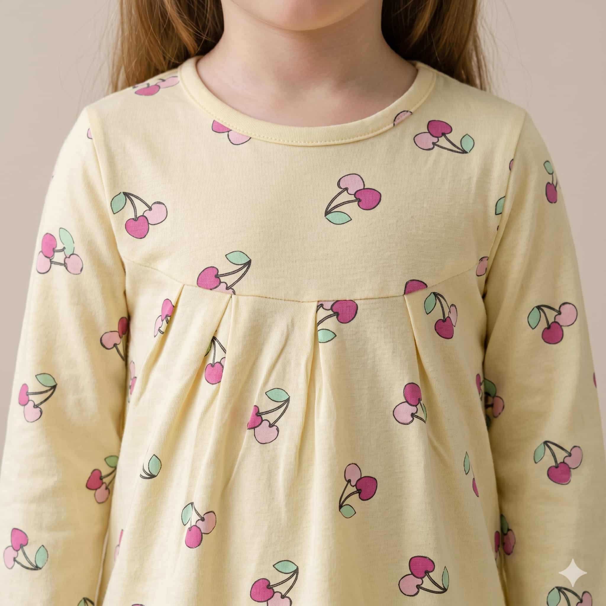 Cherry Sweets Girls Full Sleeves Pajama Set - Yellow