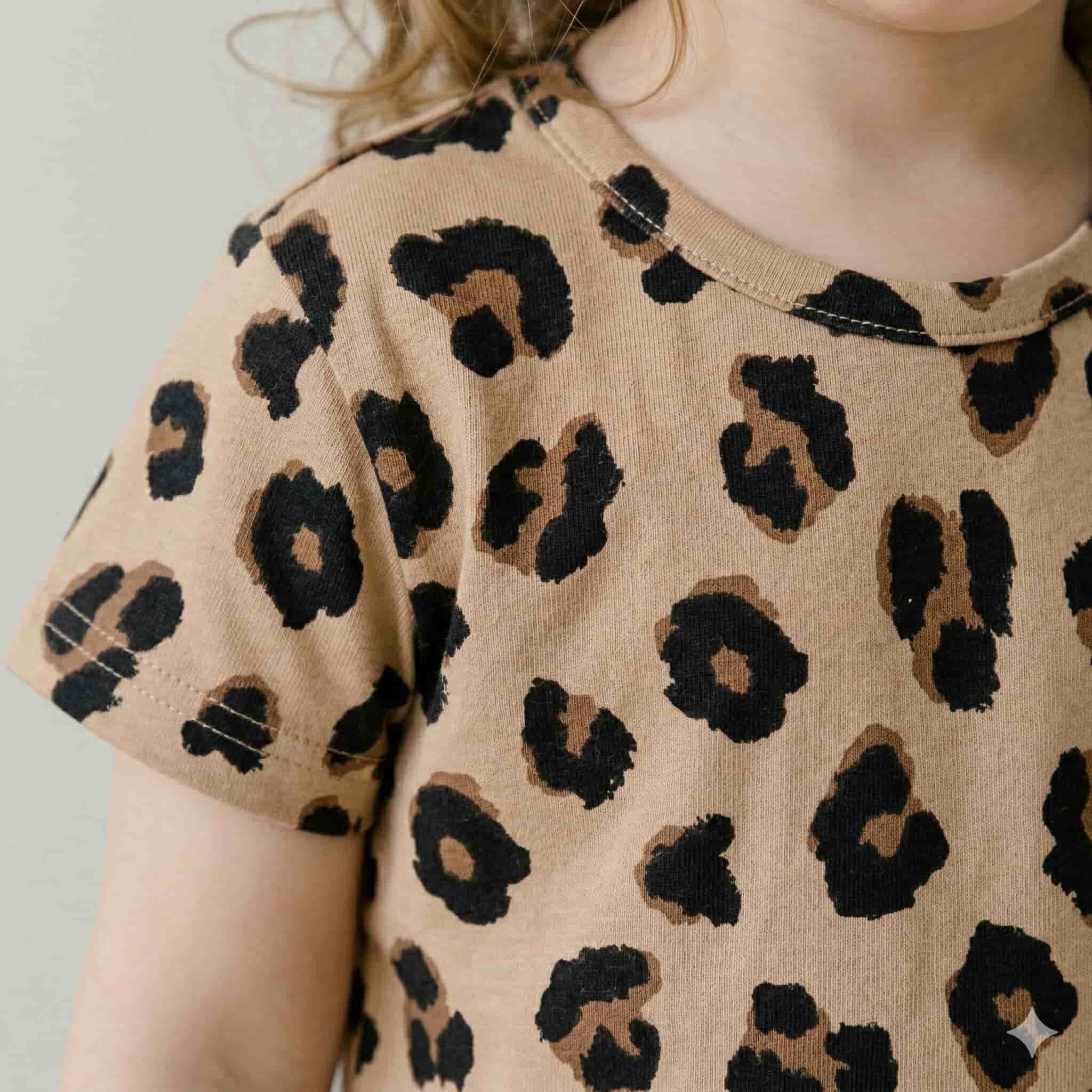 Leopard Girls Short Set - Brown