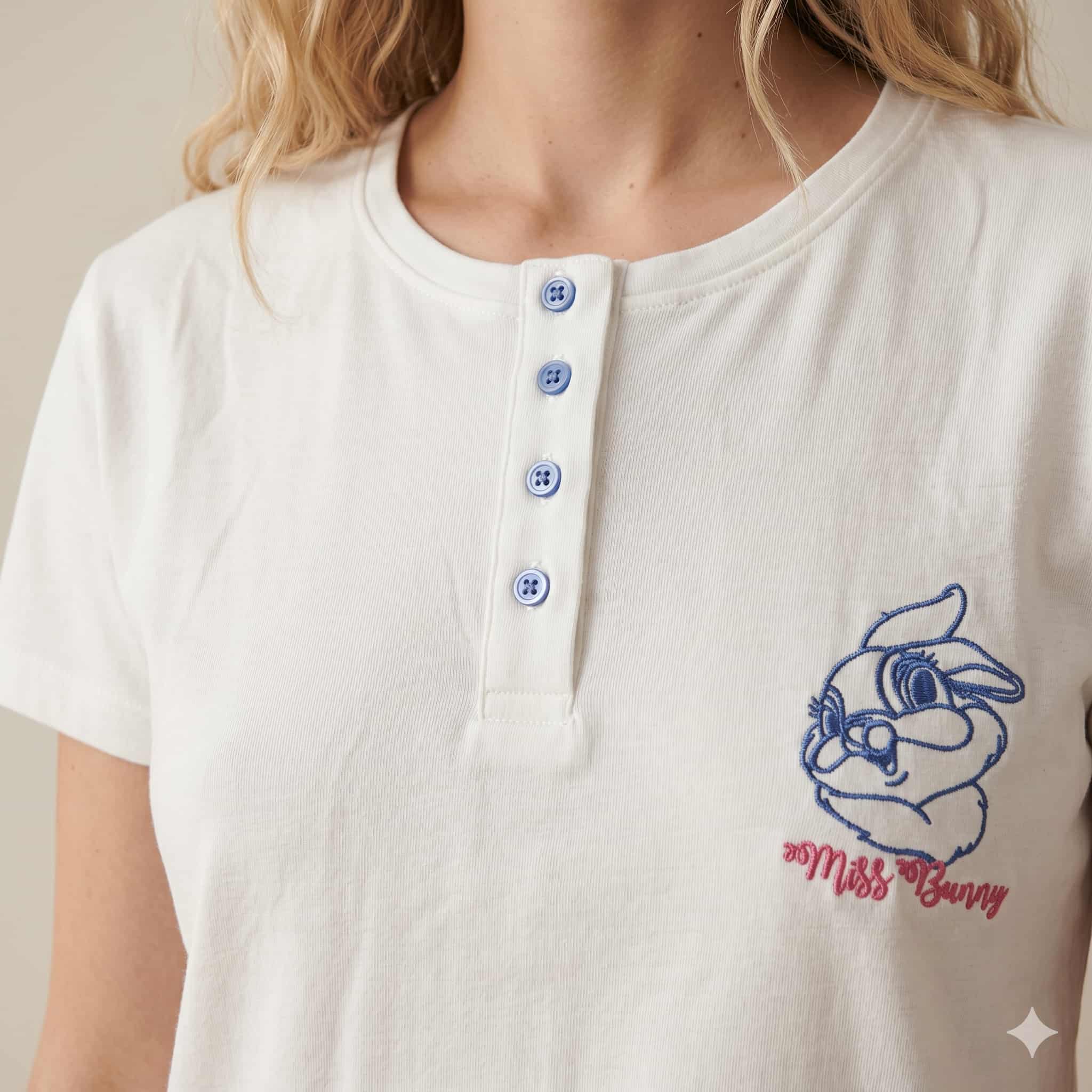 Bunny Bliss Women Half sleeves pajama set - White.