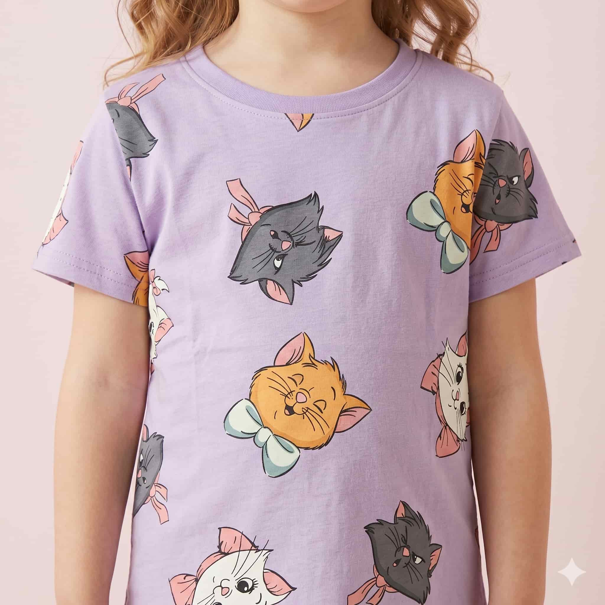 Kitty Girl Half Sleeves Pajama Set - Purple