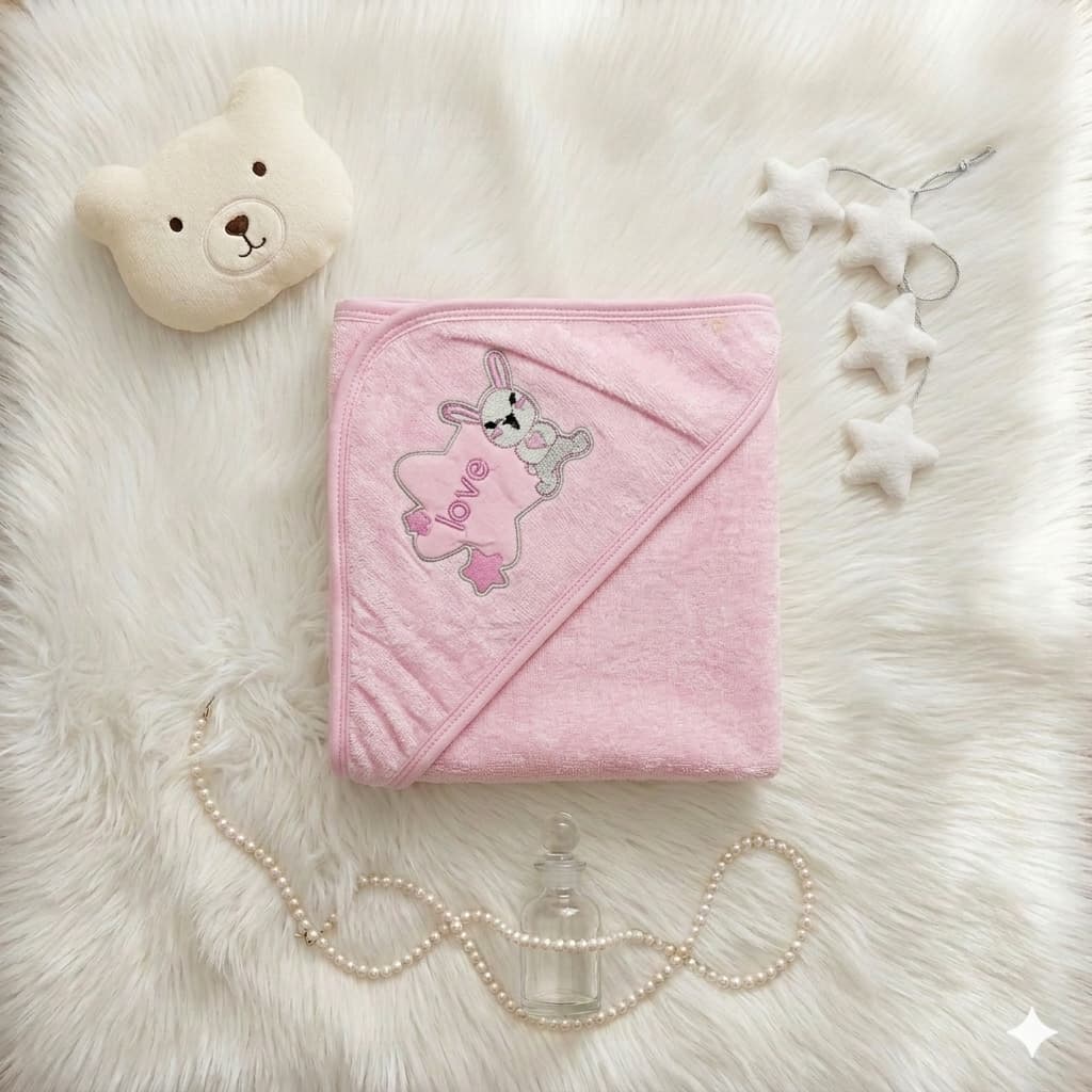 Blush Snuggles Bathrobe & Hooded Towel with Baby Pink