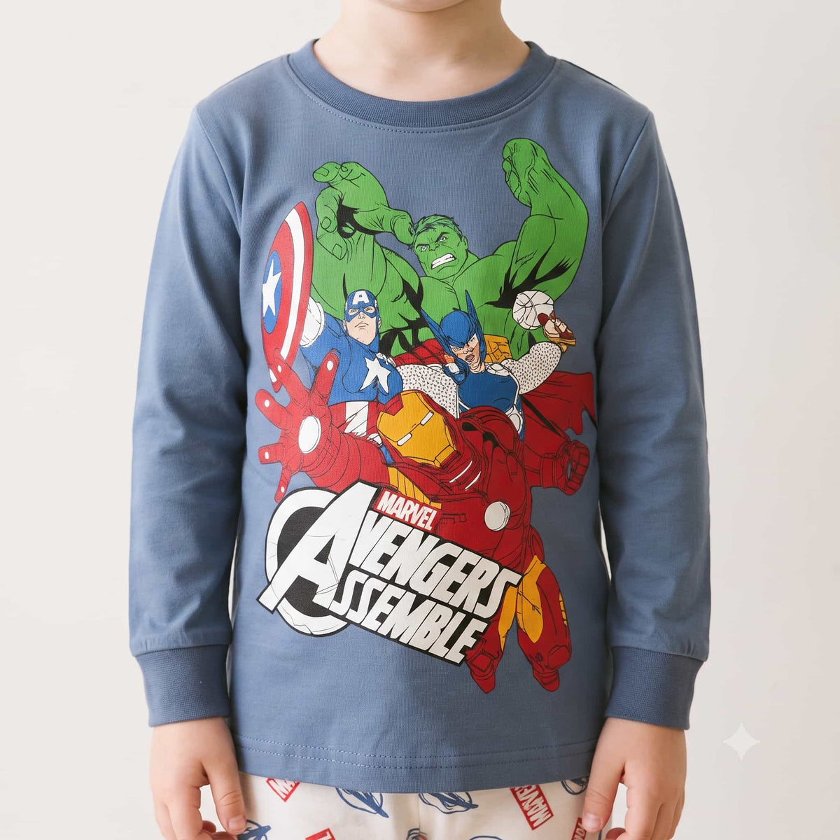 Avengers Assemble Boys Full Sleeves Pajama Set – Blue
