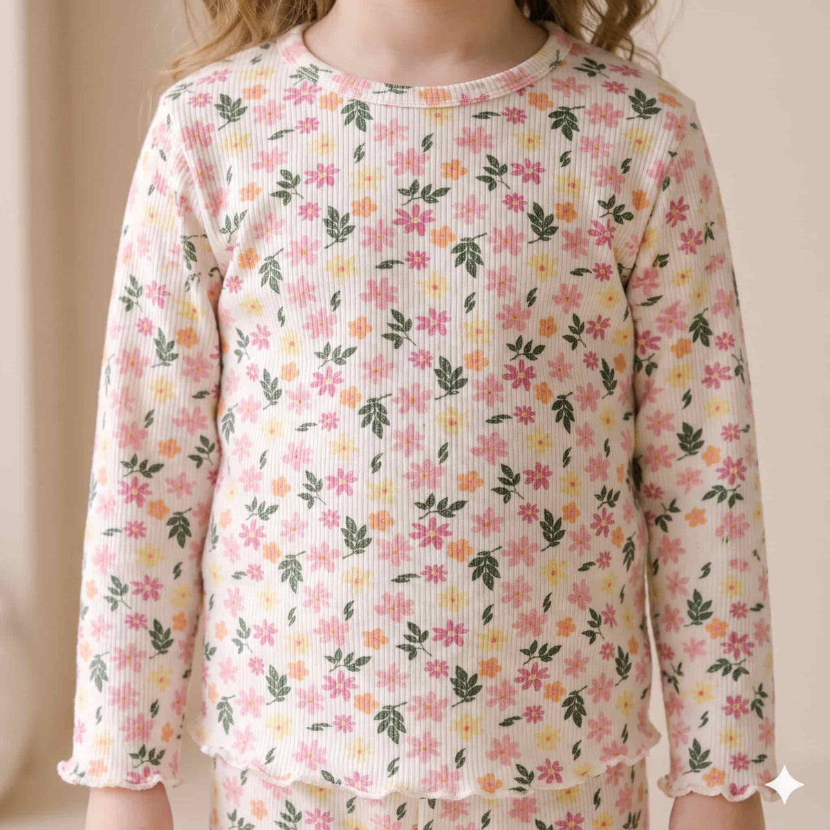 Bloom Melody Girls Full Sleeves Pajama Set – Ivory Cream