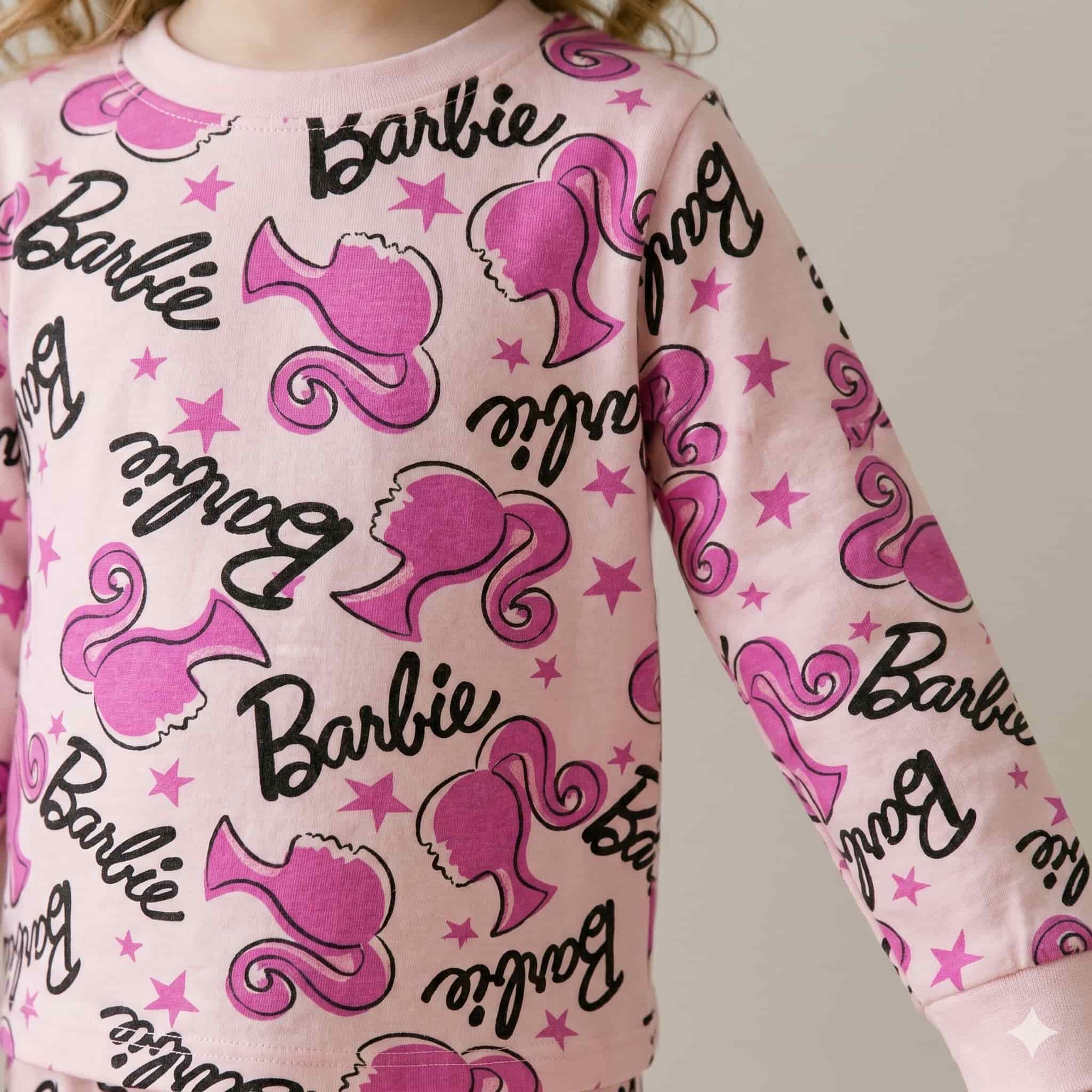 Barbie Girls Full Sleeves Pajama Set – Light Pink