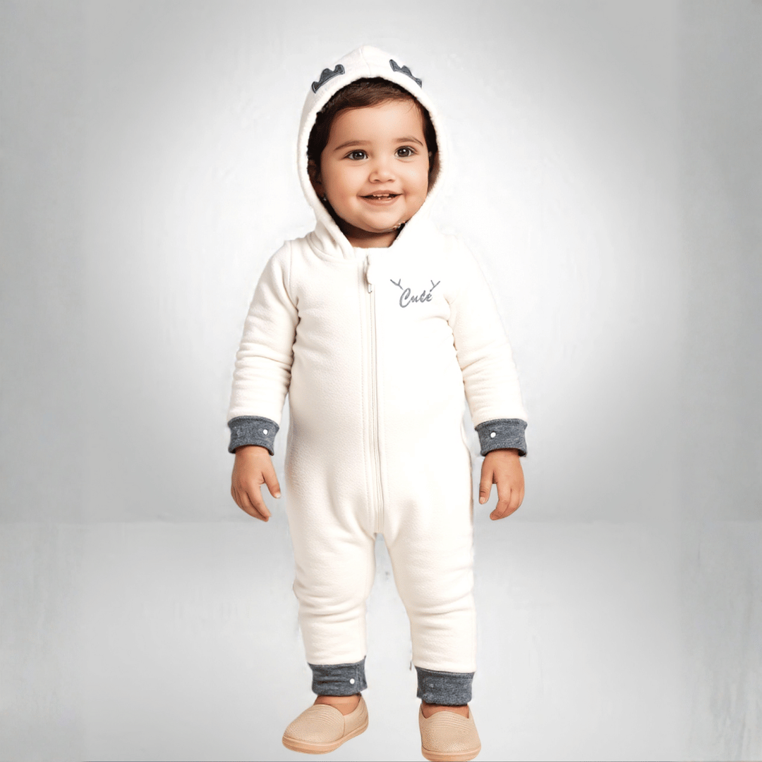 Stag Fur Baby Boy Bodysuit- White