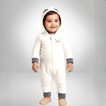 Stag Fur Baby Boy Bodysuit- White