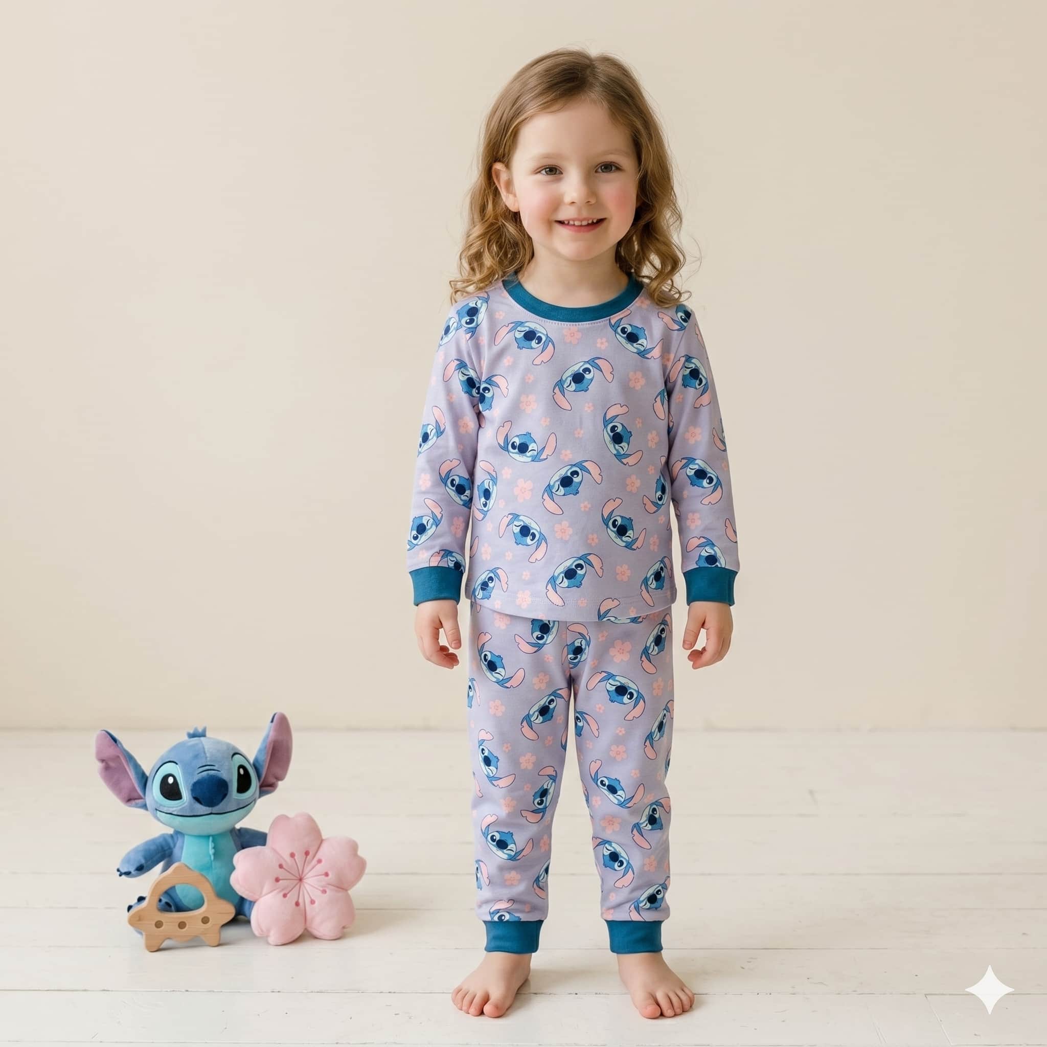 Stitch Girls Full Sleeves Set - Lilac