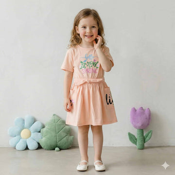 Spring Girl Frock - Light Orange