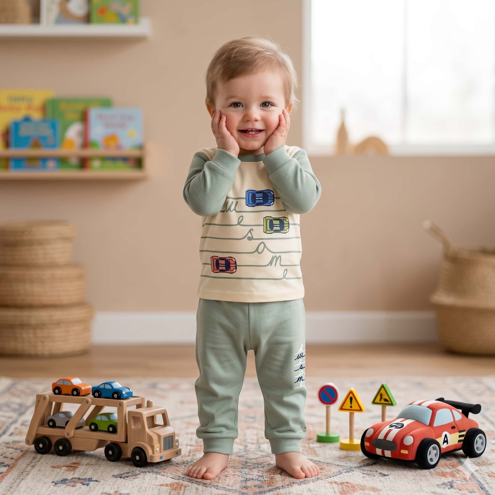 Awesome Racer Baby Boys Full Sleeves Set - Green
