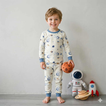 Lunar Dream Boys Full Sleeves Pajama Set - Cream