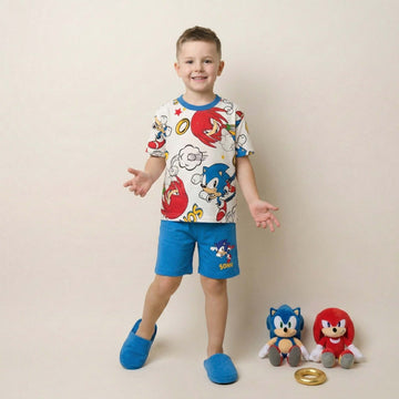 Sonic X Knuckles Boys Short Set - White & Blue