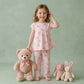 Gingham Bow Girls Short Sleeves Pajama Set - Pink