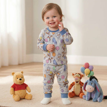 Pooh & Friends Baby Boy Full Sleeves Pajama Set - Grey