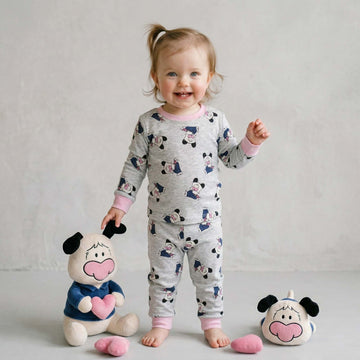 Milky the Cow Baby Girl Full Sleeves Pajama Set - Grey