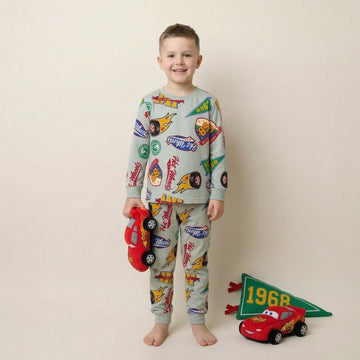 Hot Wheels Boys Full Sleeves Pajama Set - Grey