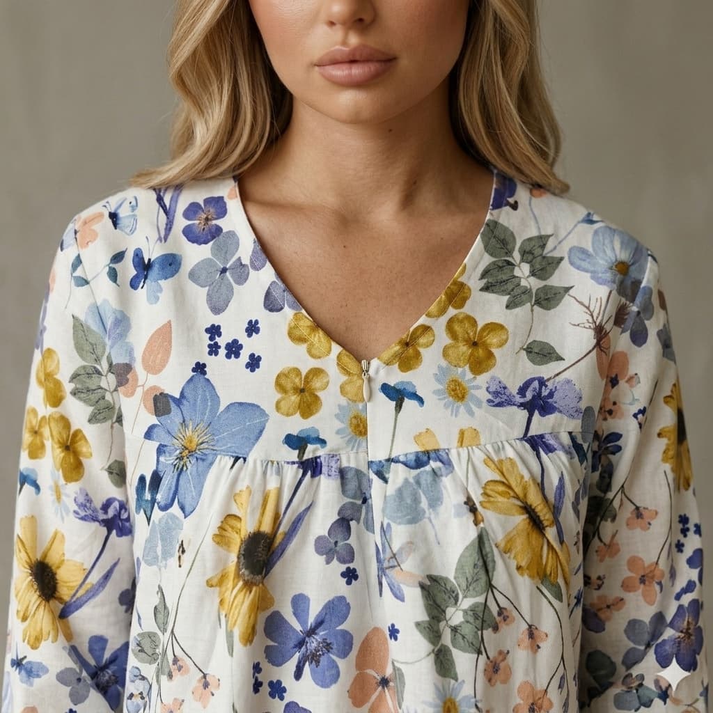 Meadow Charm Women Full Sleeves Pajama Set – White