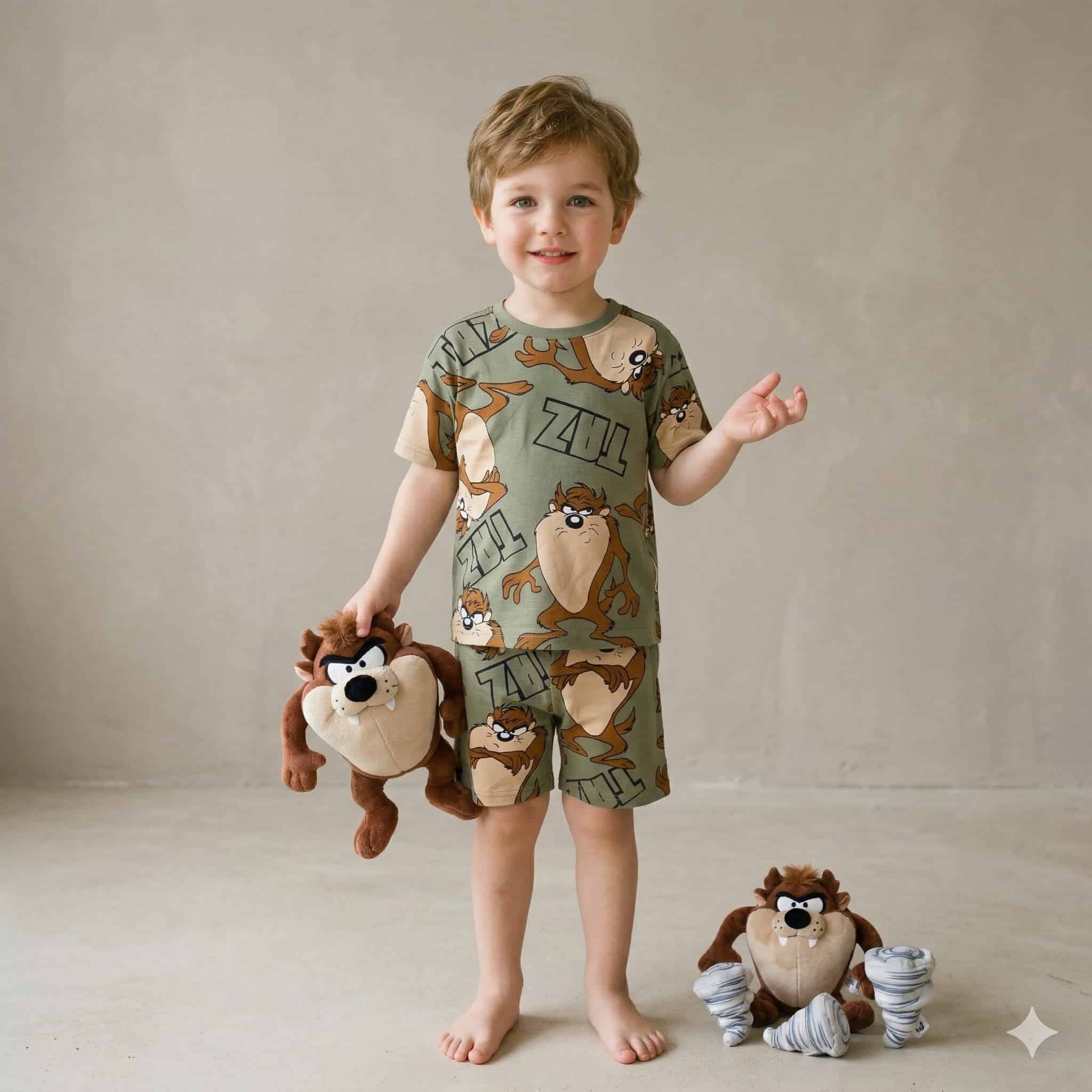 Taz Boys Short Set - Beige
