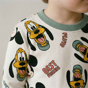 Mickey & Pluto Boys Full Sleeves Pajama Set - White