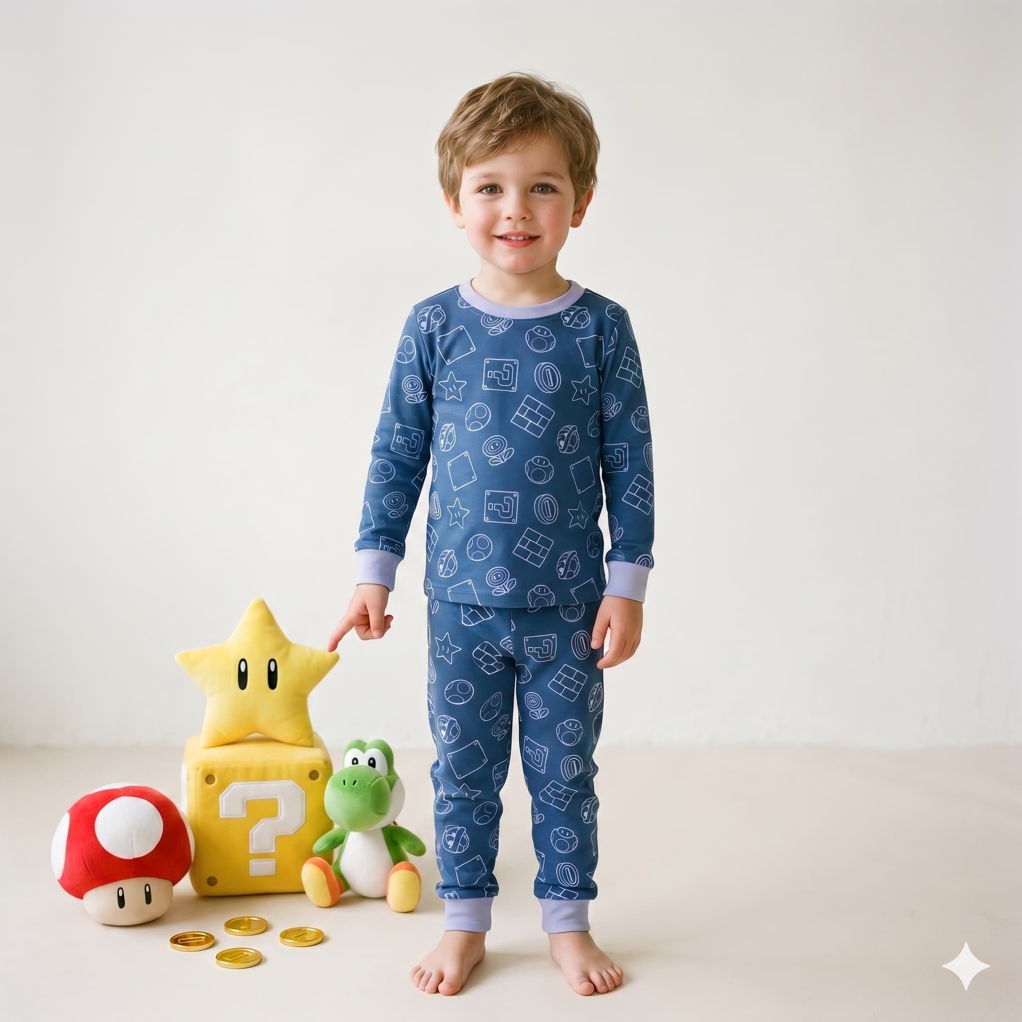 Pixel Quest Boys Long Sleeves Pajama Set - Blue