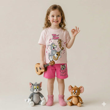 Tom & Jerry Girls Short Set - Pink