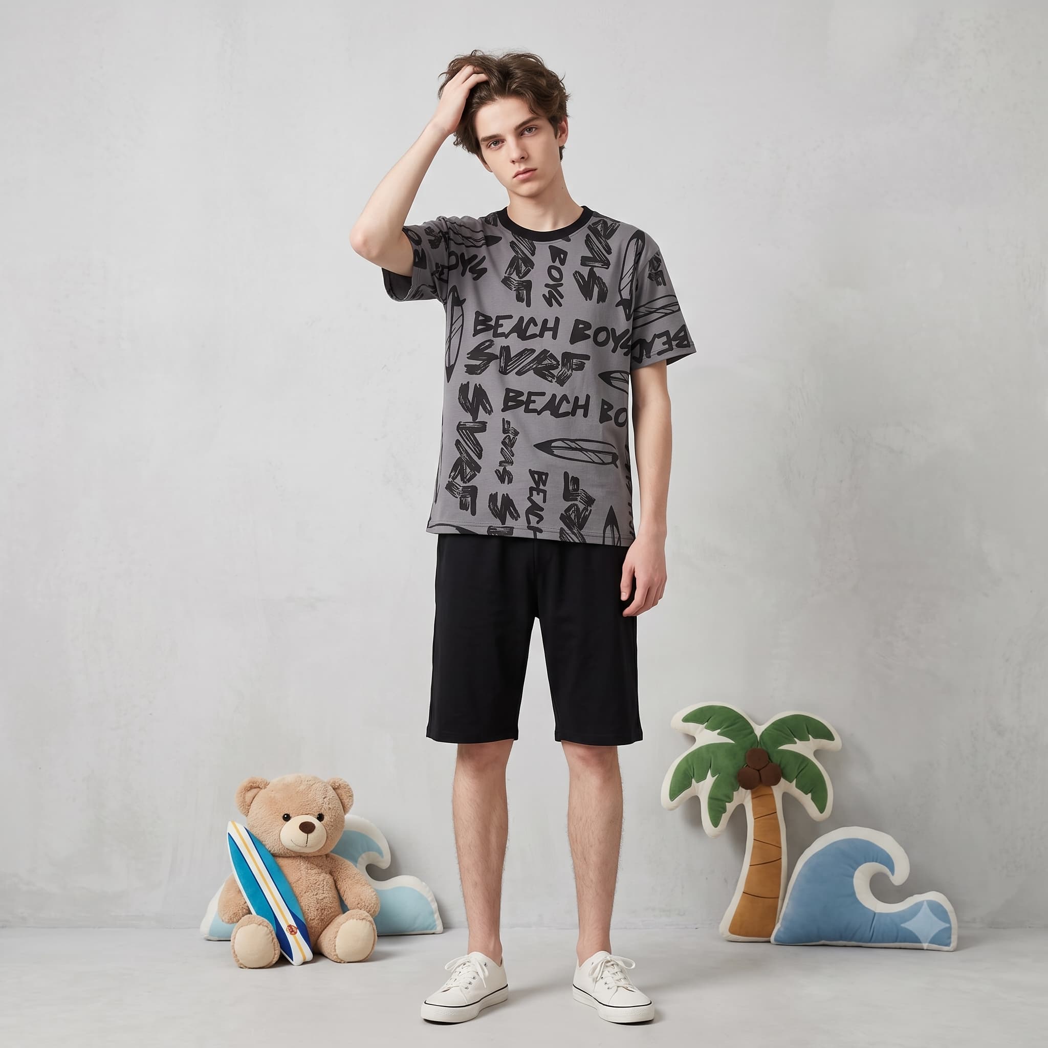 Beach Rider Boys Short Set - Grey