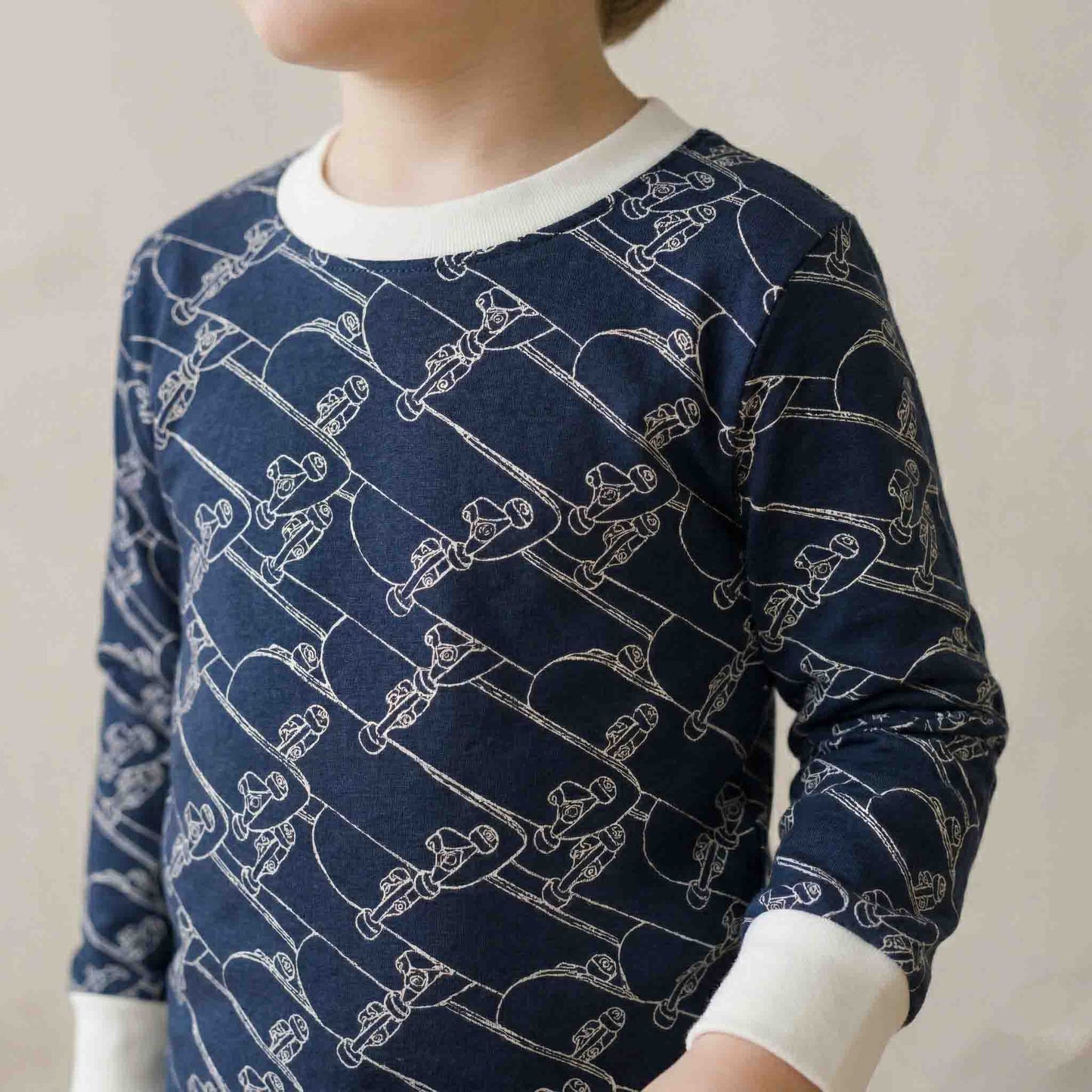 SkateBoard Boys Full Sleeves Pajama Set - Navy Blue
