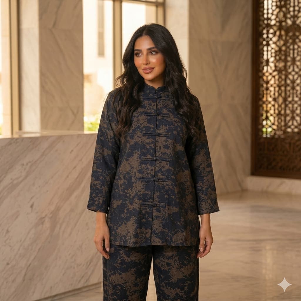 Navy Bronze Women Full Sleeves Co ord Set - Navy Blue