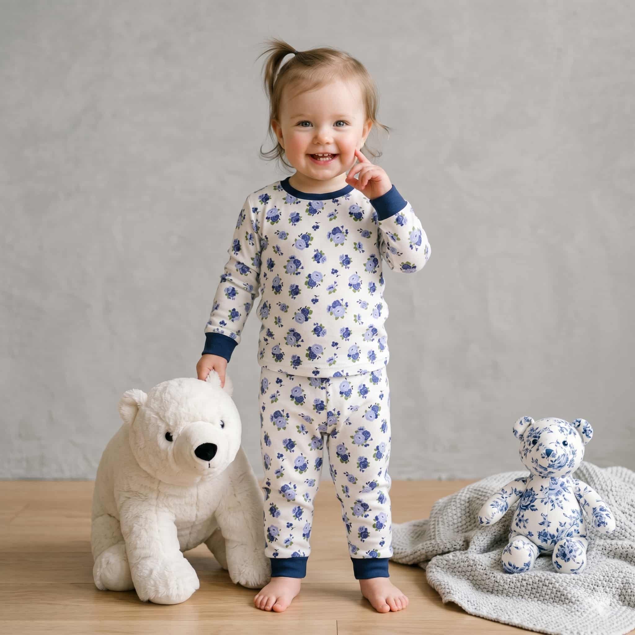Indigo Rose baby Girls Full Sleeves Pajama Set - Cream
