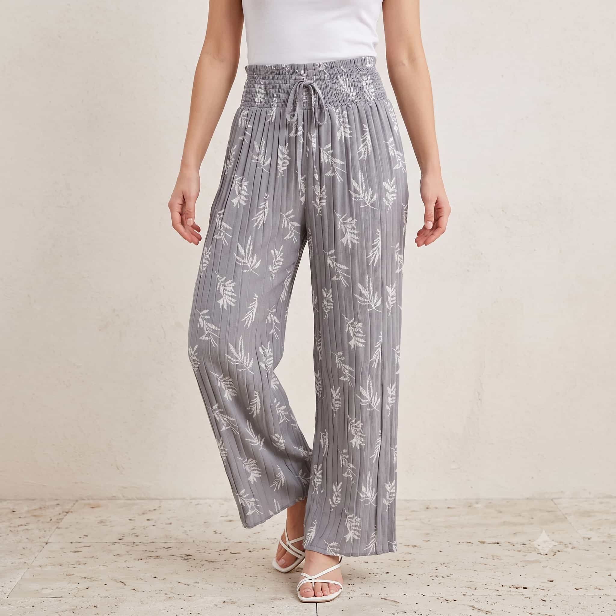 Mist Fern Plazzo Women Pants - Slate Grey