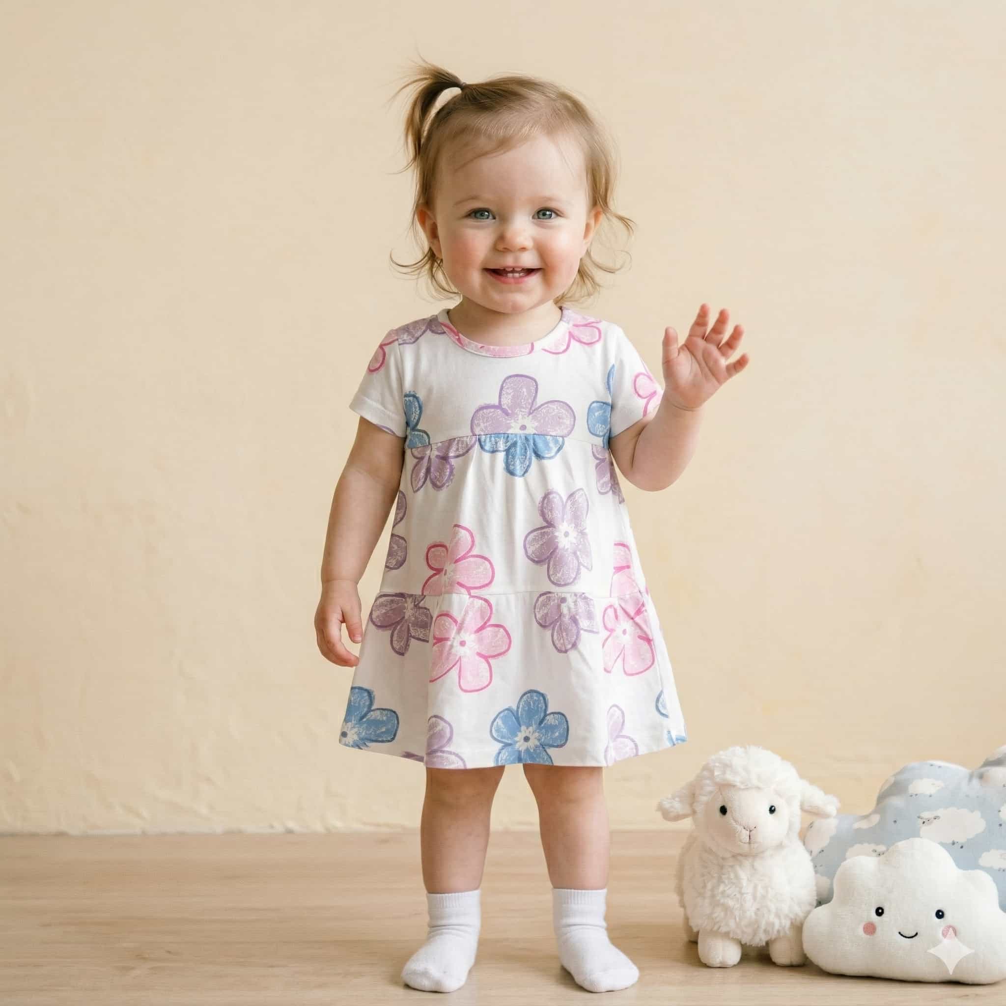Flower Baby Girl Frock - Offwhite