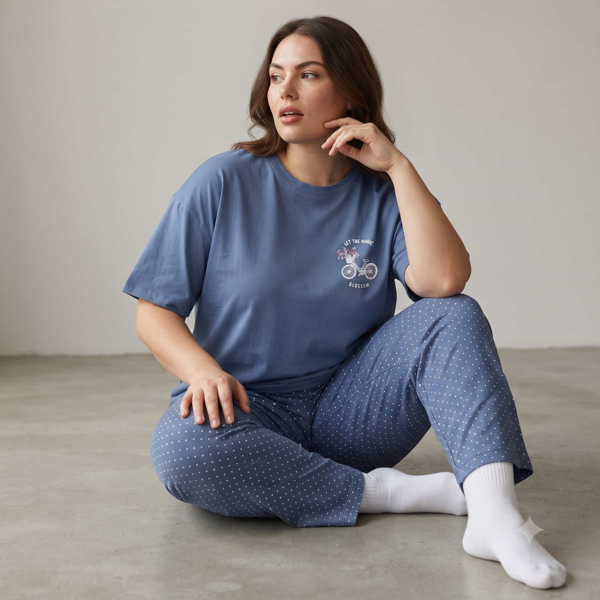Magic Ride Women Half Sleeves Pajama Set – Dusty Blue