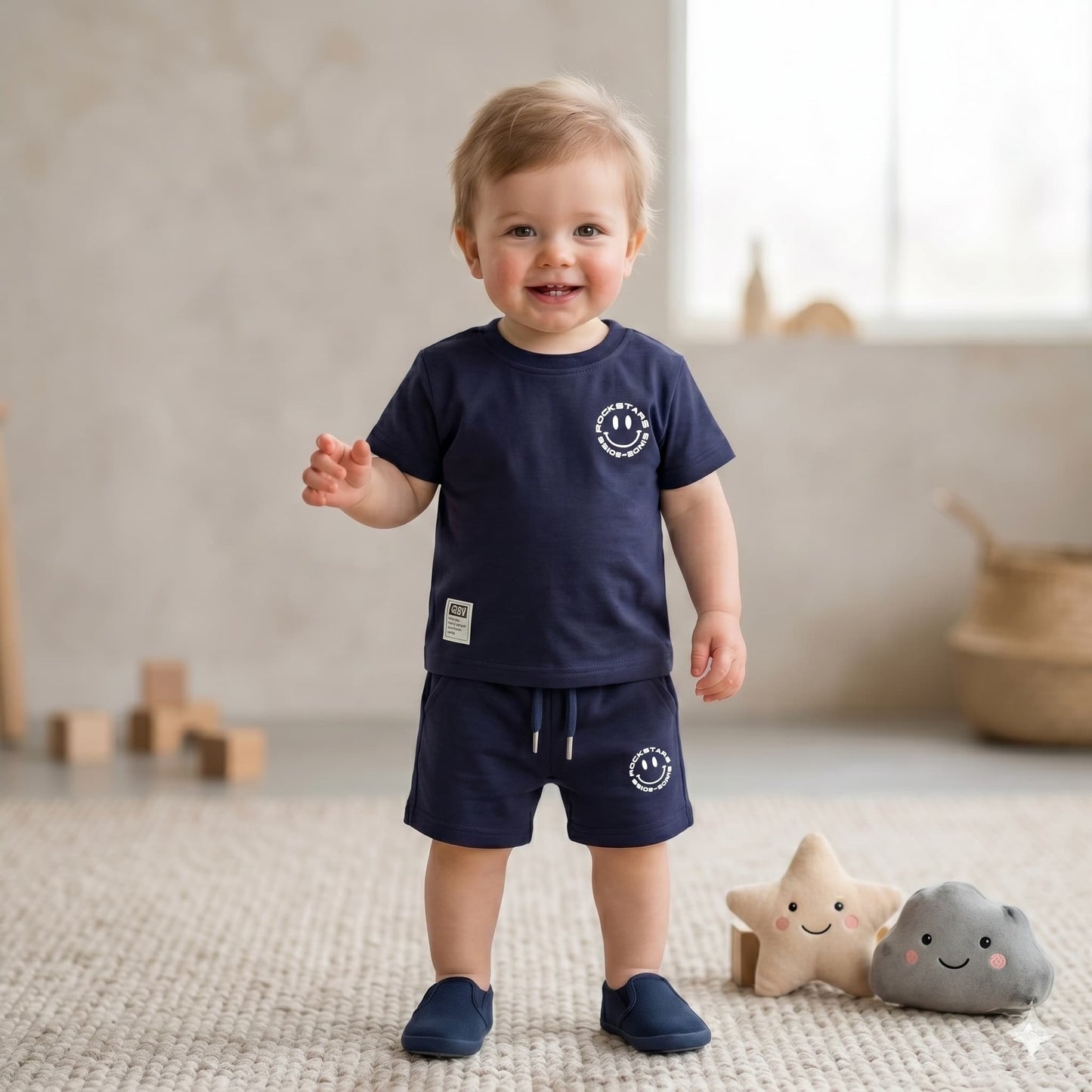 Happy Rocker Baby boys Half sleeves Short set - Navy Blue