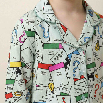 Quiz Word Boys Button Pajama Set - Multicolor