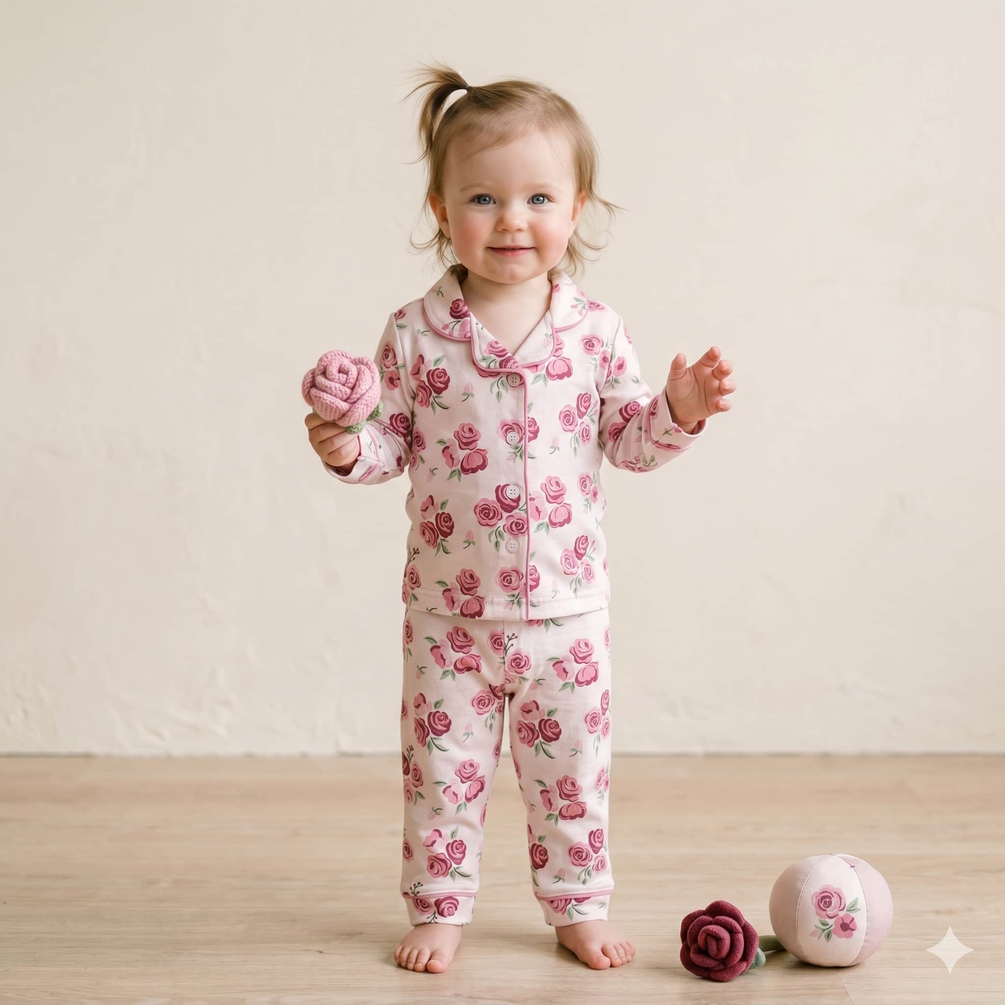 Rose Garden Baby Girls Full Sleeves Pajama Set - Pink