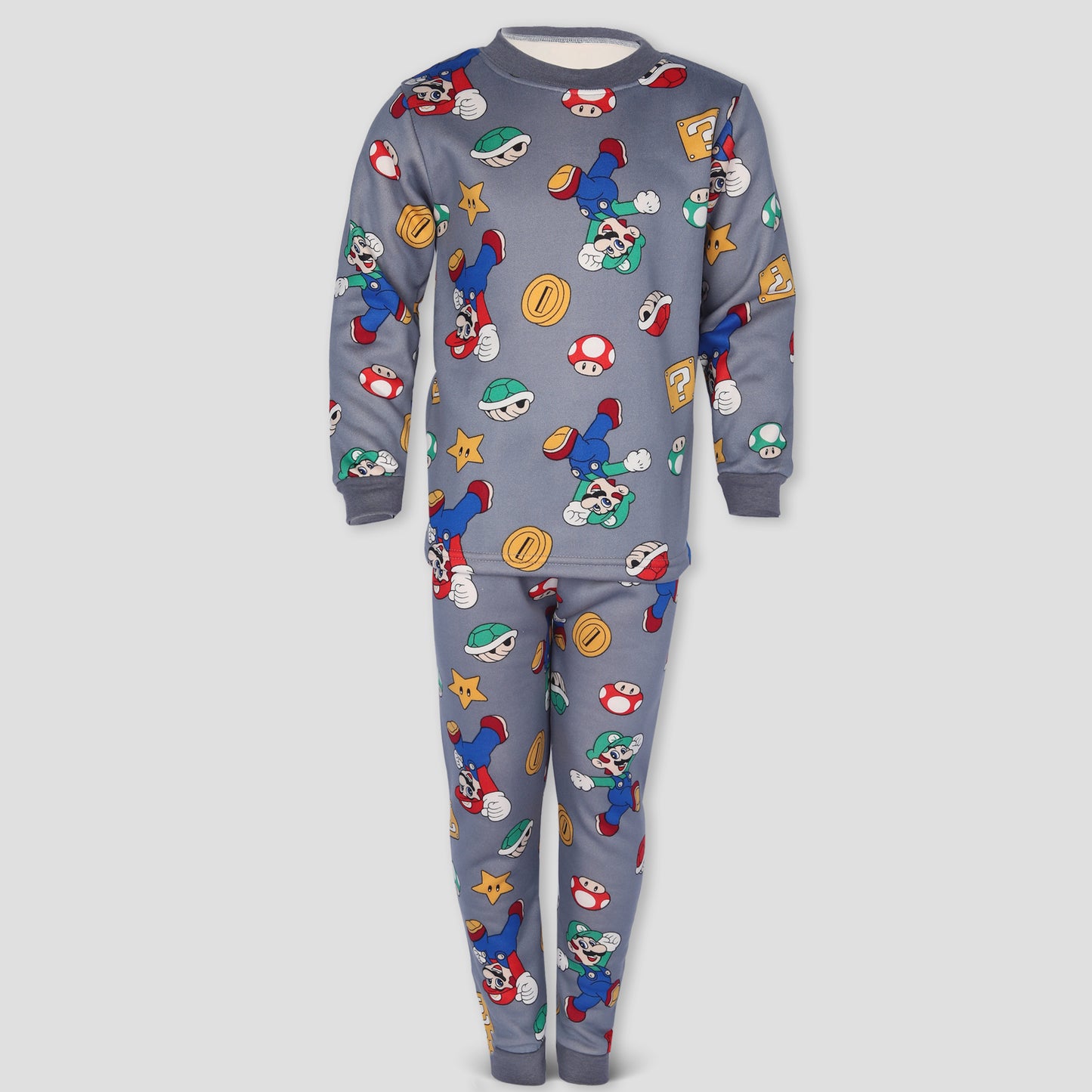 Mario Boys Fleece Pajama Set - Grey