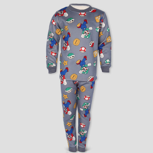 Mario Boys Fleece Pajama Set - Grey