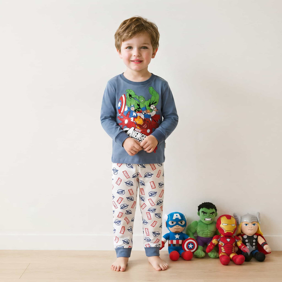Avengers Assemble Boys Full Sleeves Pajama Set – Blue