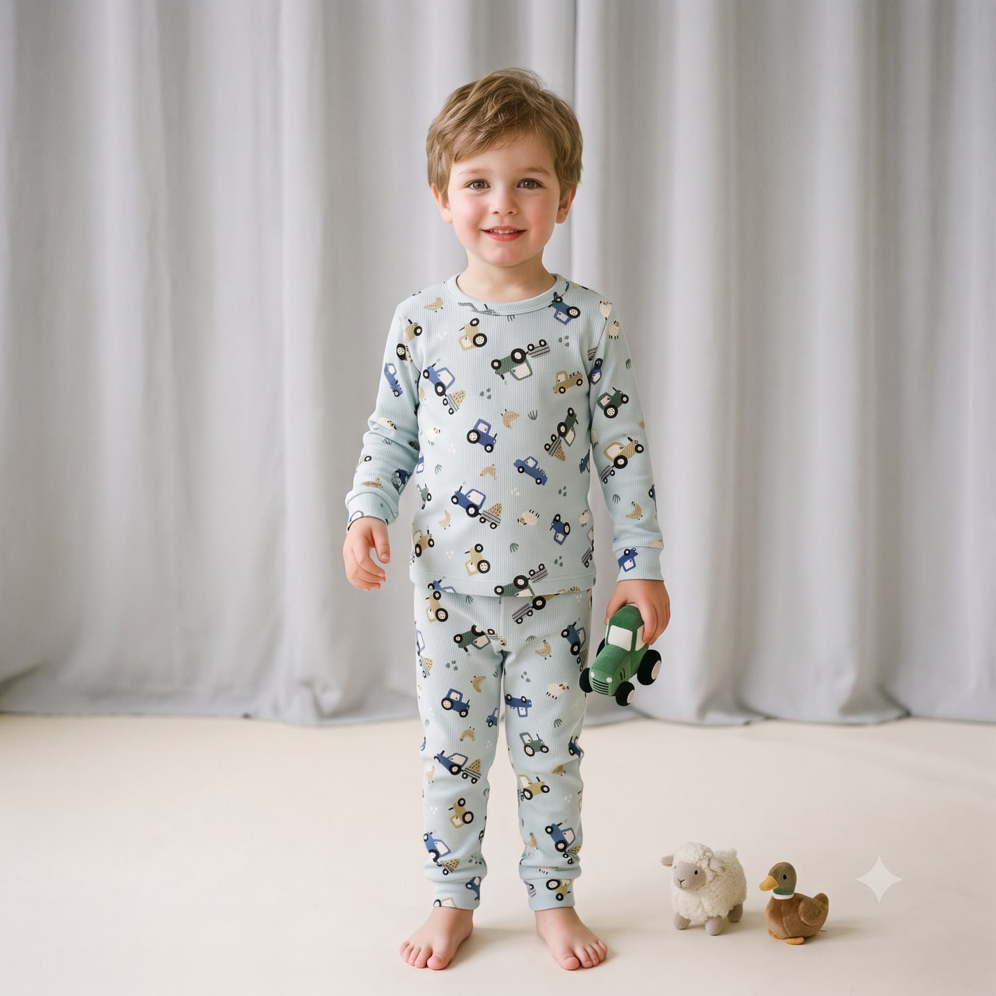 Tractor Tales Boys Full Sleeves Pajama Set - Sky Blue